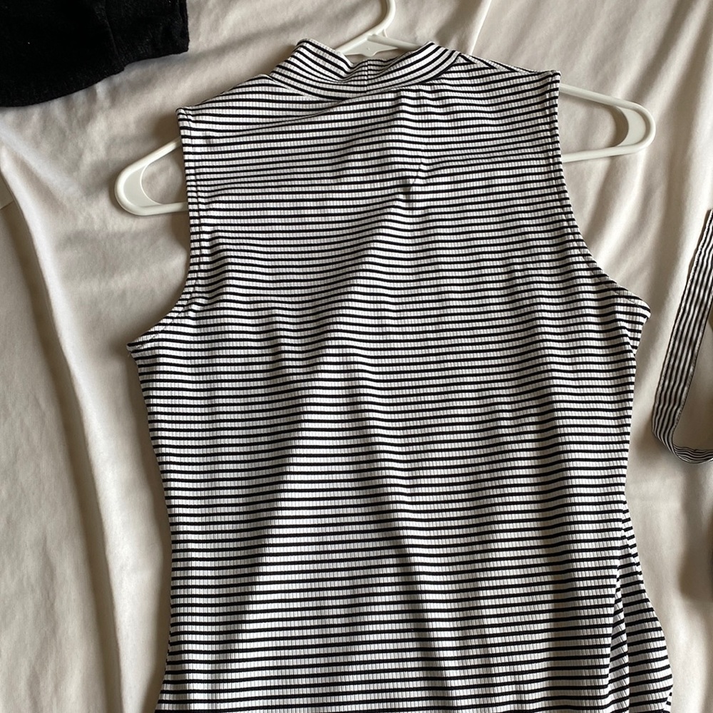 Striped One piece bodysuit dress shirt